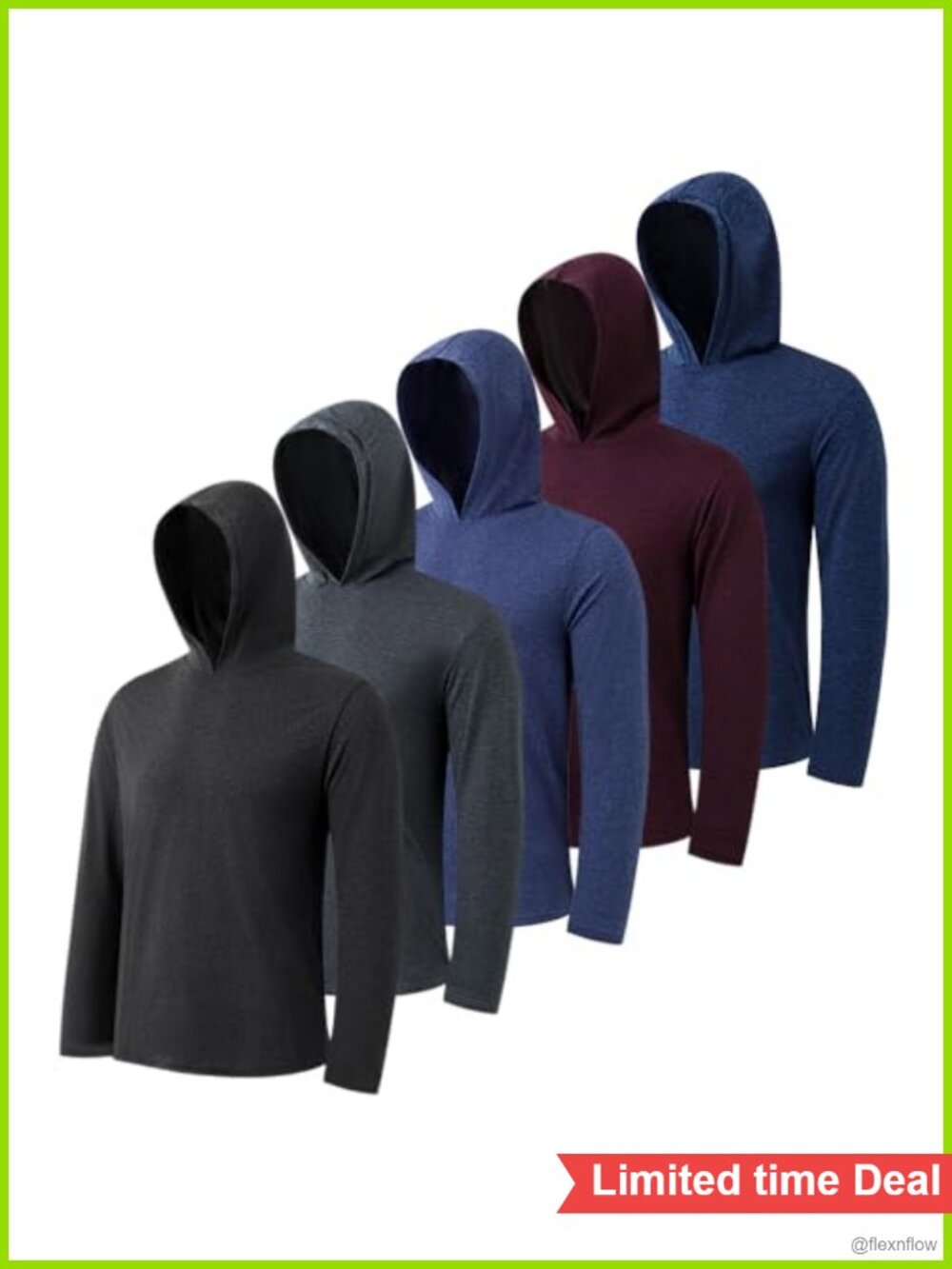 5 Pack Men's Lightweight Pullover Hooded Sweatshirts Athletic Long Sleeve